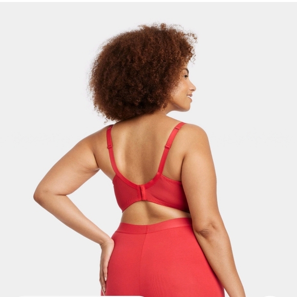 Auden Red Push-Up Plunge Coverage Red Bra - Picture 7 of 11